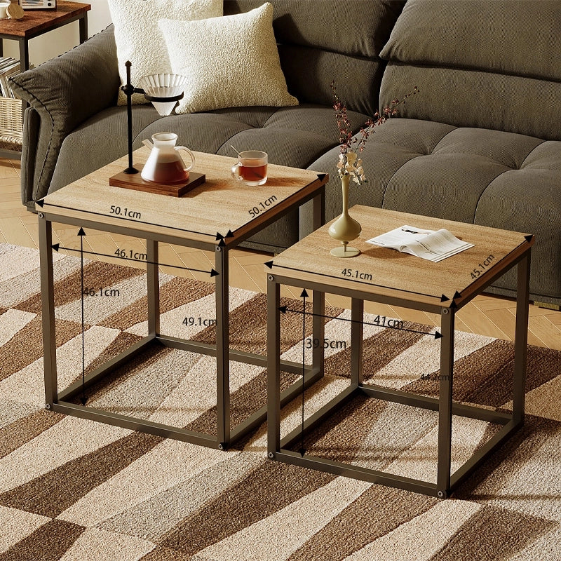 Tavolino da caffè, panca, set di tavolini 2 in 1, stile loft industriale, marrone chiaro, 50 cm