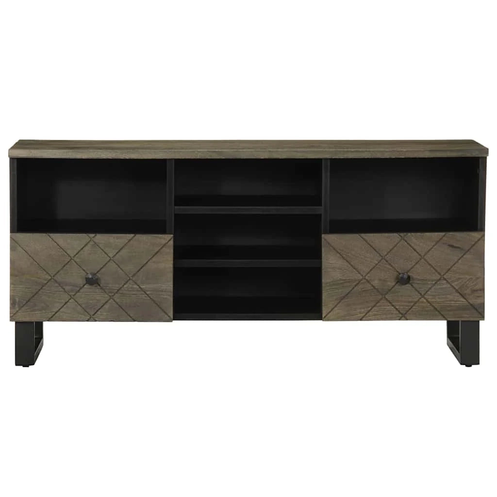 Mobile porta TV nero con ampio spazio di archiviazione per il soggiorno 100 x 33 x 46 cm in legno massello di mango 02_0057731