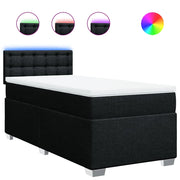 Letto singolo | Letto per adulti | Giroletto a Molle con Materasso Nero 80x200 cm inTessuto