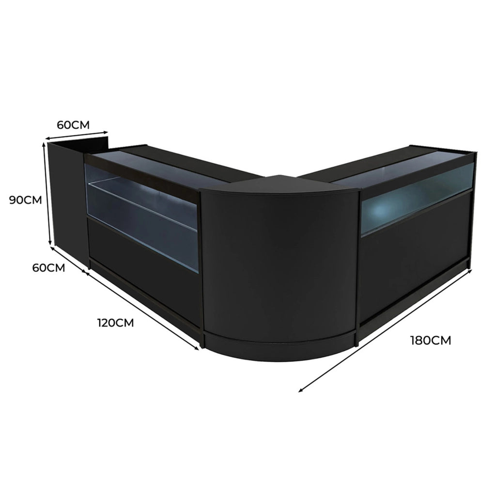 Set Banconi Neri Gravity LED B1200 C1200 CM60 TB60 con Vetrina e Serratura