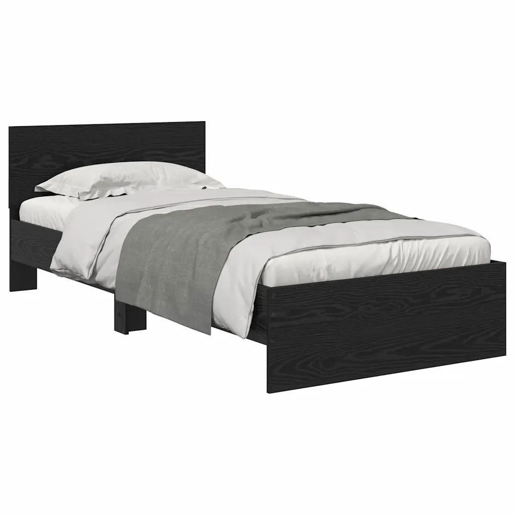 Struttura del letto-Giroletto Rovere Nero 90 x 200 cm Legno multistrato 948818