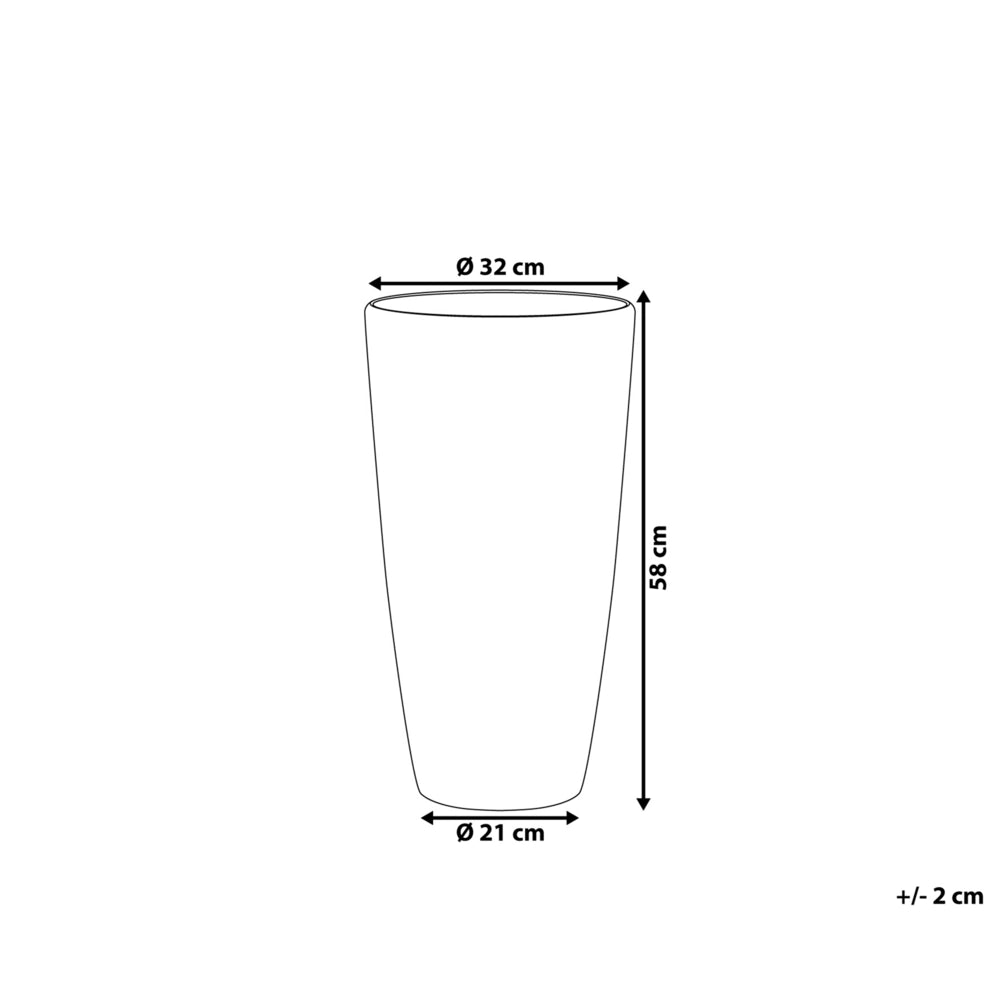 Vaso da fiori per piante da interno esterno miscela di pietra bianca lucido rotondo alto 32 cm