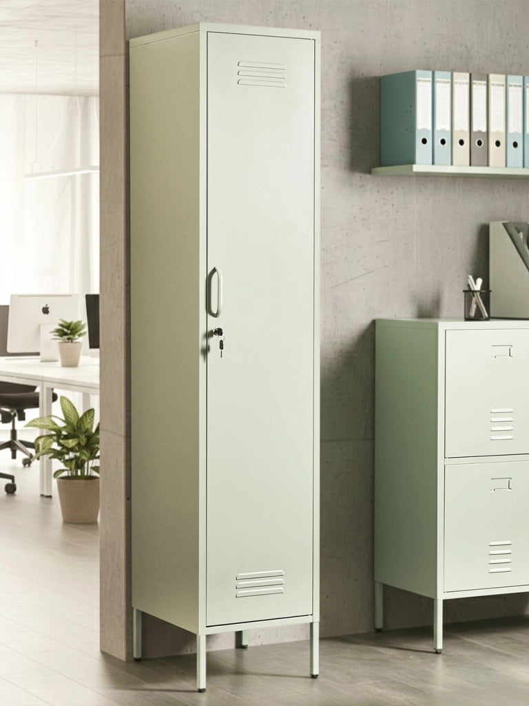 Armadio metallico Armadietto metallico verde con 5 ripiani e barra moderna per ufficio domestico