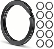 Organizzatore per chiavi da 10 pezzi - Anello di acciaio inossidabile - Raggi di alluminio neri - Organizzazione per chiavi dell'auto - Attività di fai da te - 25 mm