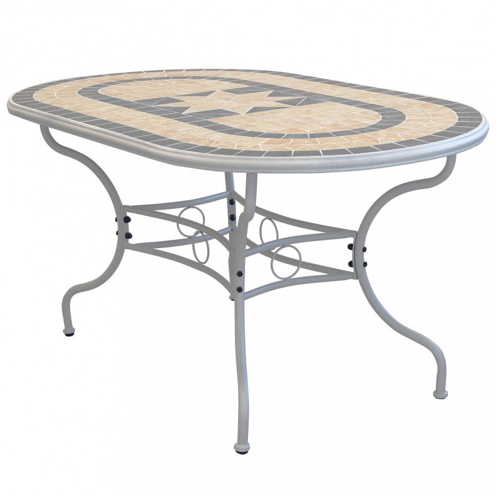 Tavolo Ovale Perse 160x90x74 h cm in Acciaio Tortora