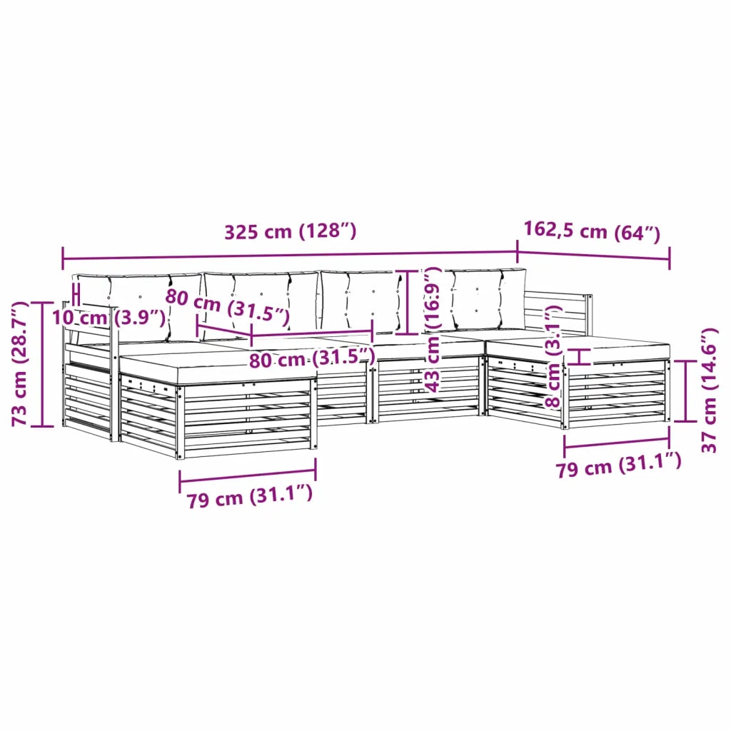 Set divani con cuscino 6 pcs Grigio Naturale e Chiaro 3373881