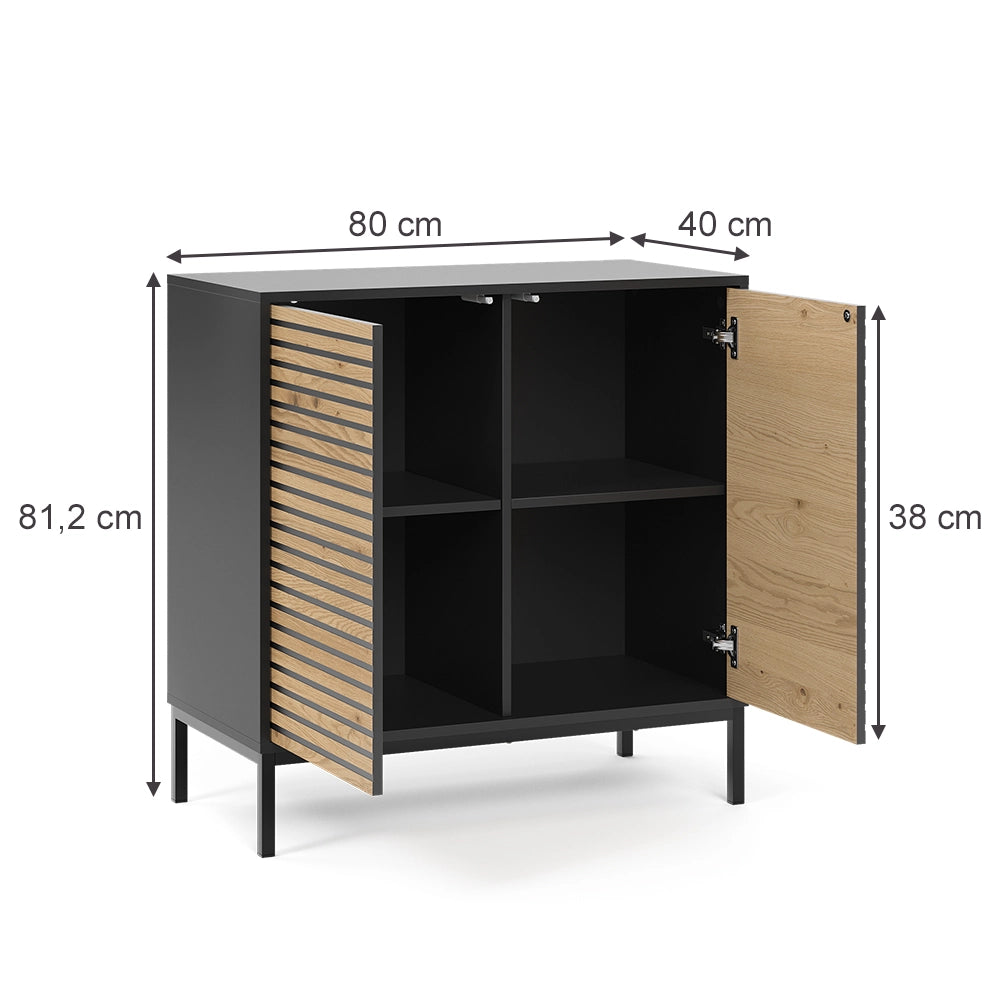 Vicco Cassettiera Nero/quercia 80 x 81.2 cm con 2 porte