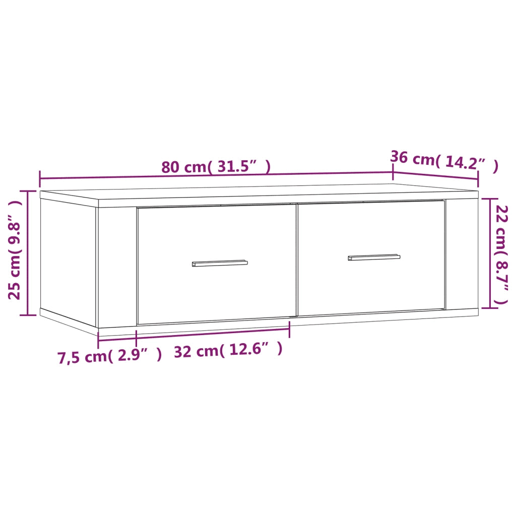 Mobile TV Pensile Grigio Sonoma 80x36x25cm in Legno Multistrato 816838