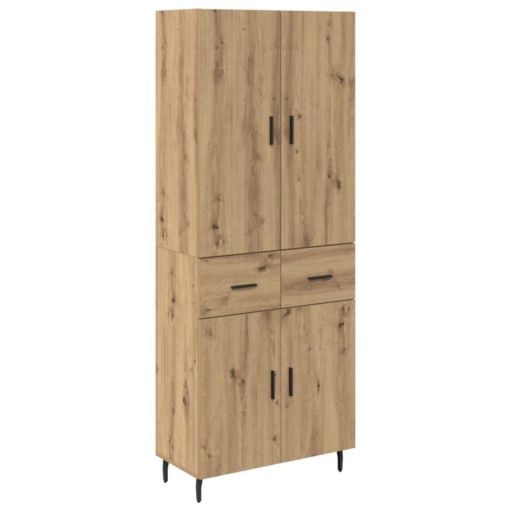Credenza 2 pcs Rovere artigianale Legno Stratificato e Vetro 3415977