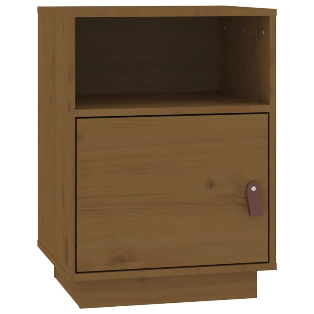 Set di 2 Comodini | Armadio da Notte | Mobiletto da notte Ambrati 40x34x55 cm in Legno Massello di Pino