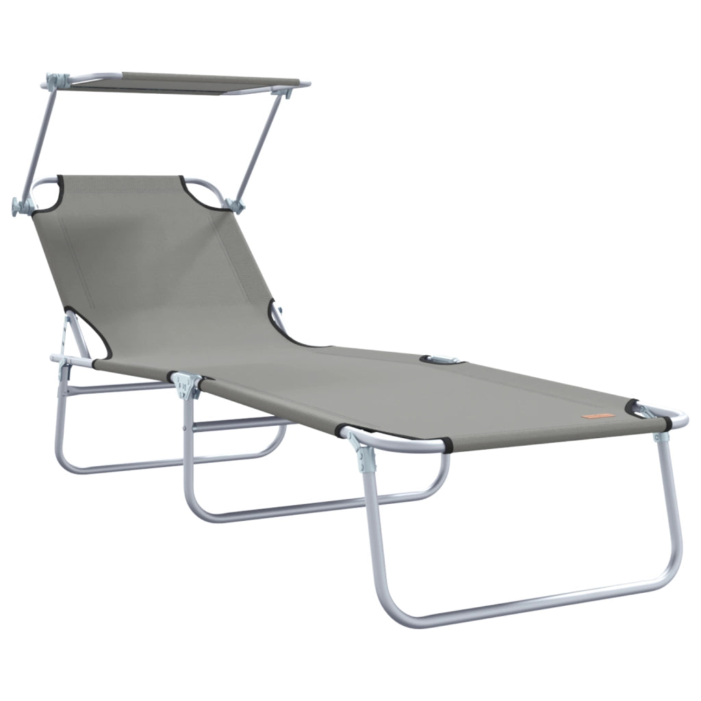 Lettini Prendisole Pieghevoli 2 pcs con Tettuccio Grigio in Tessuto Oxford 600D