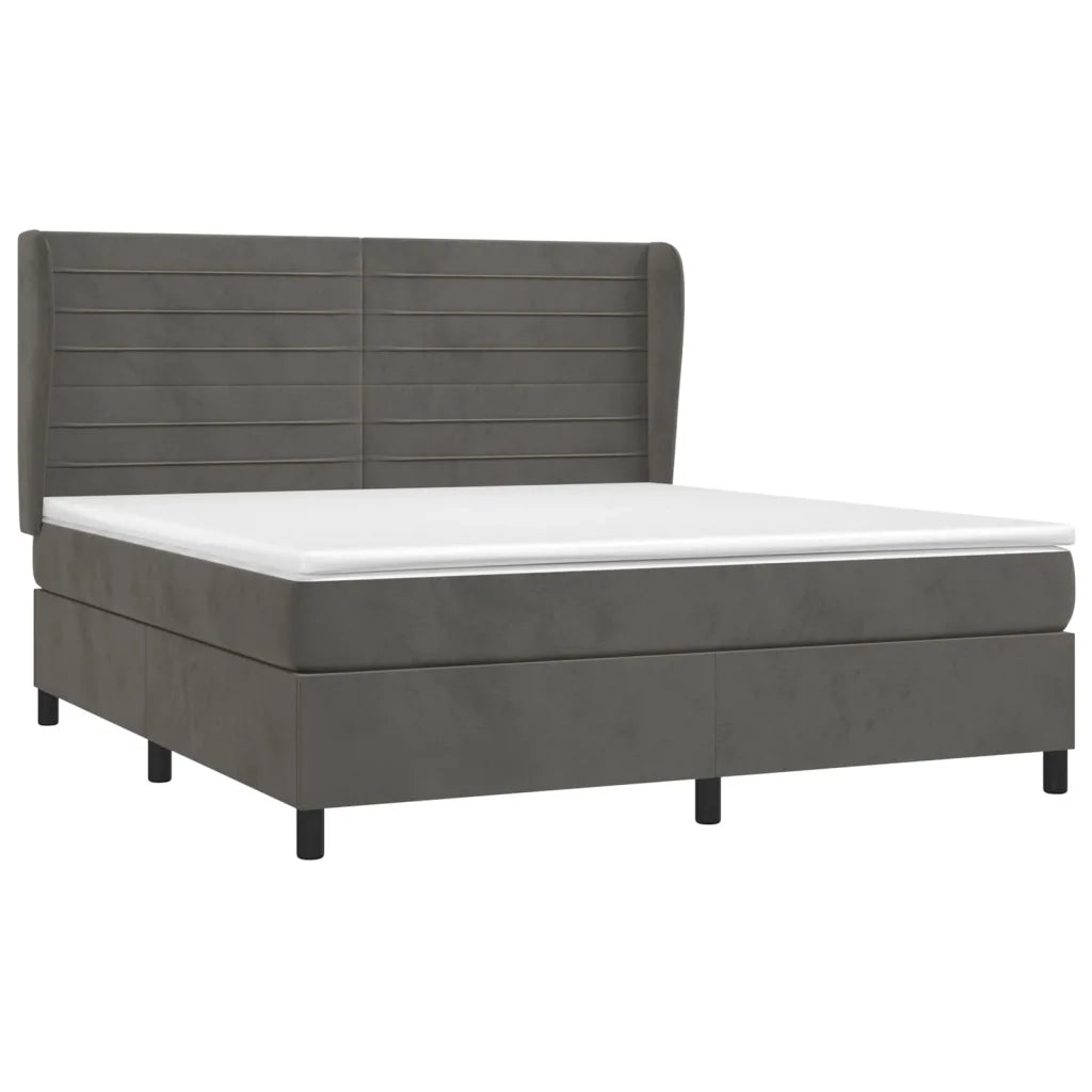 Giroletto a Molle con Materasso Grigio Scuro 180x200 cm Velluto 3129286