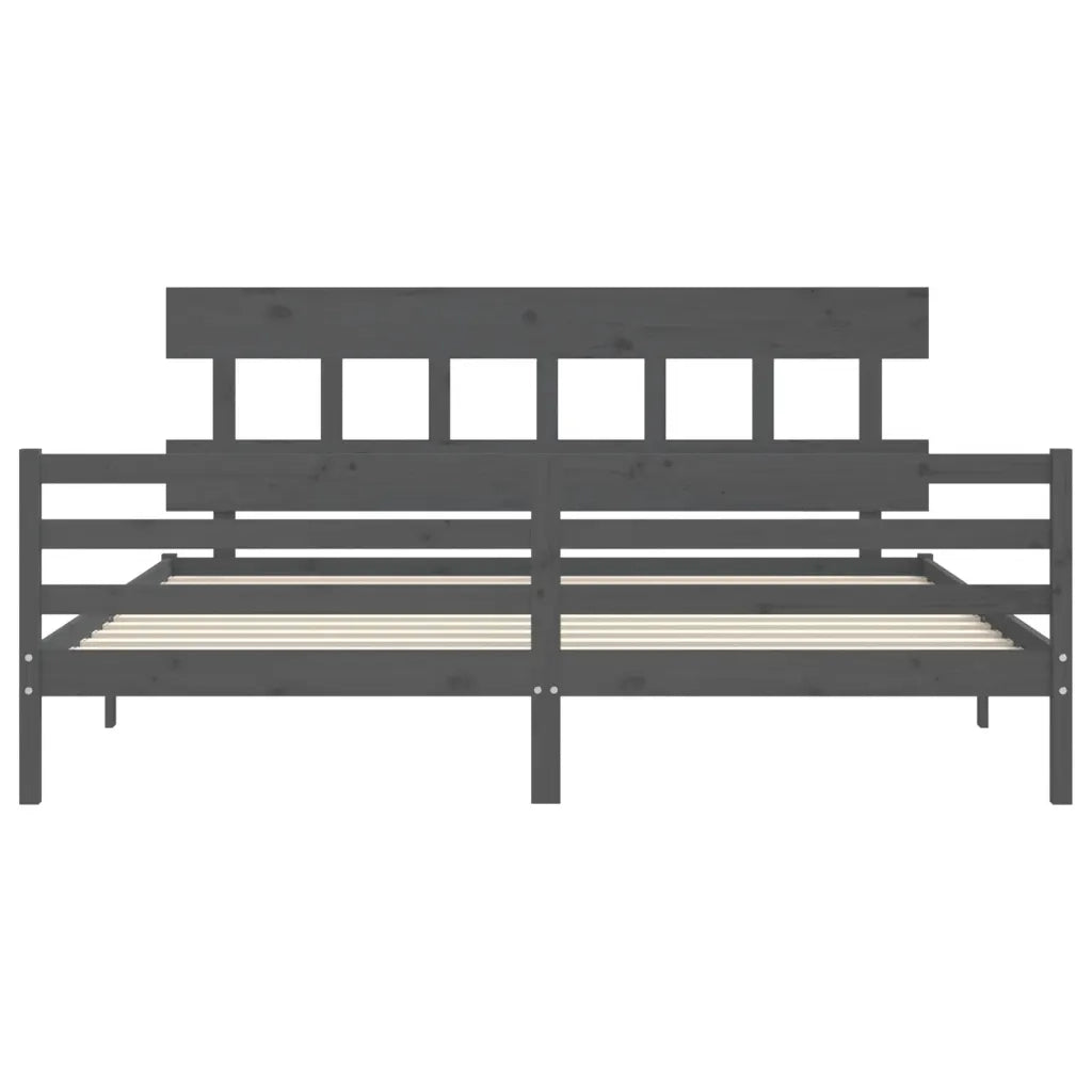 Giroletto con Testiera Grigio 200x200 cm in Legno Massello 3195178