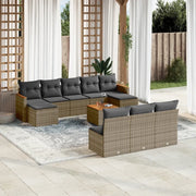 Set Divani da Giardino 11 pz con Cuscini in Polyrattan Grigiocod mxl 113100