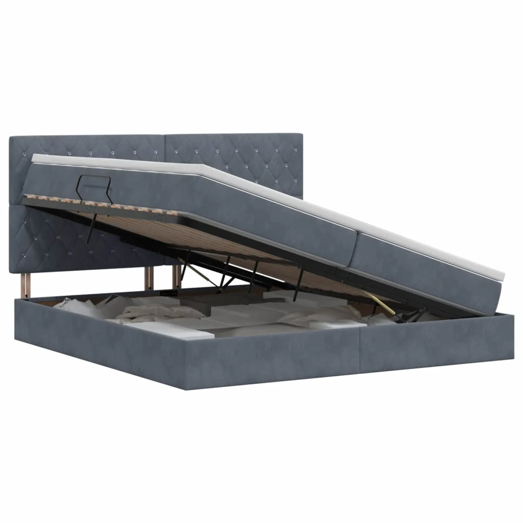 Letto con contenitore e materasso Grigio Scuro 200 x 200 cm 3459652