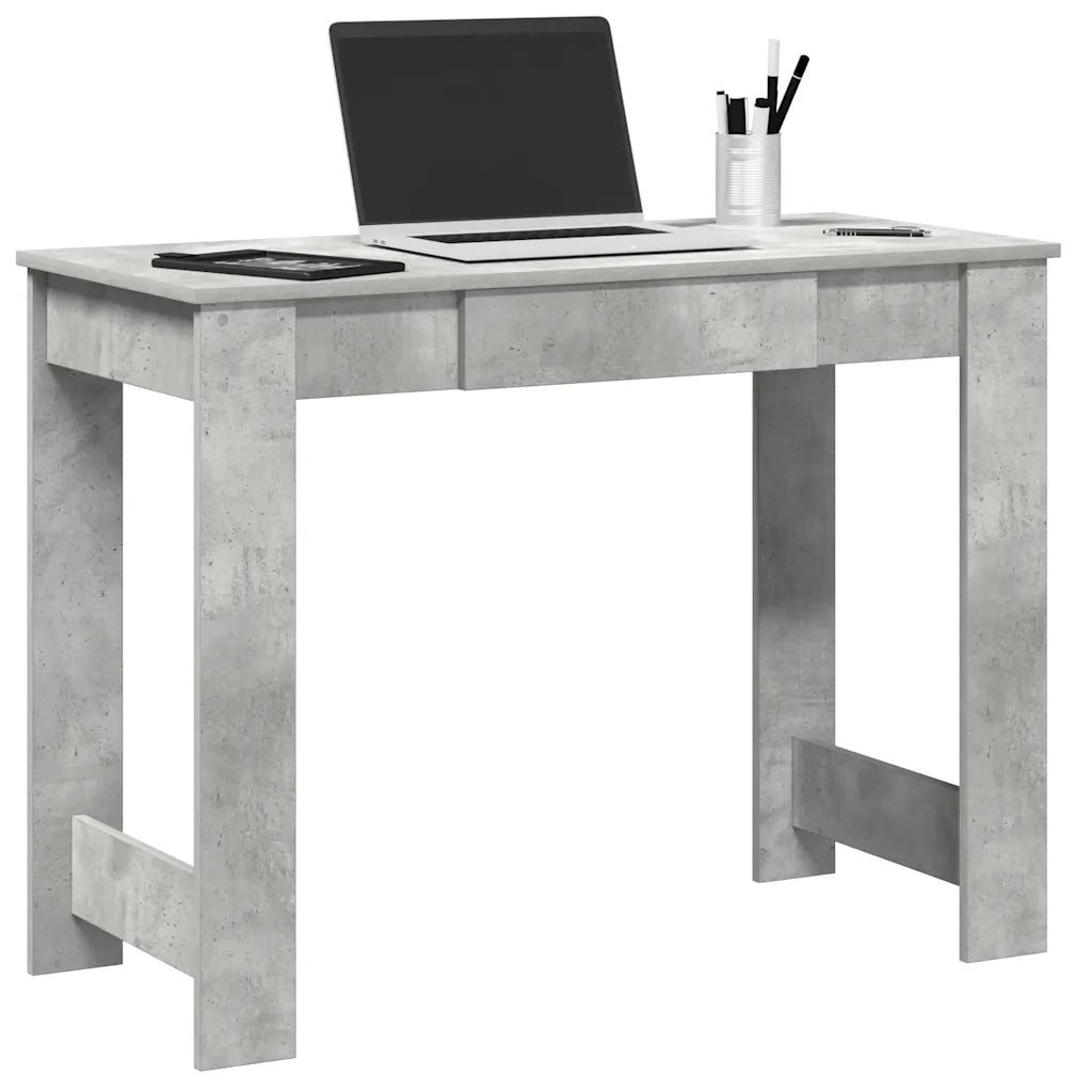 Scrivania | Tavolo da Ufficio Grigio Cemento 100x45x75 cm in Legno Multistrato