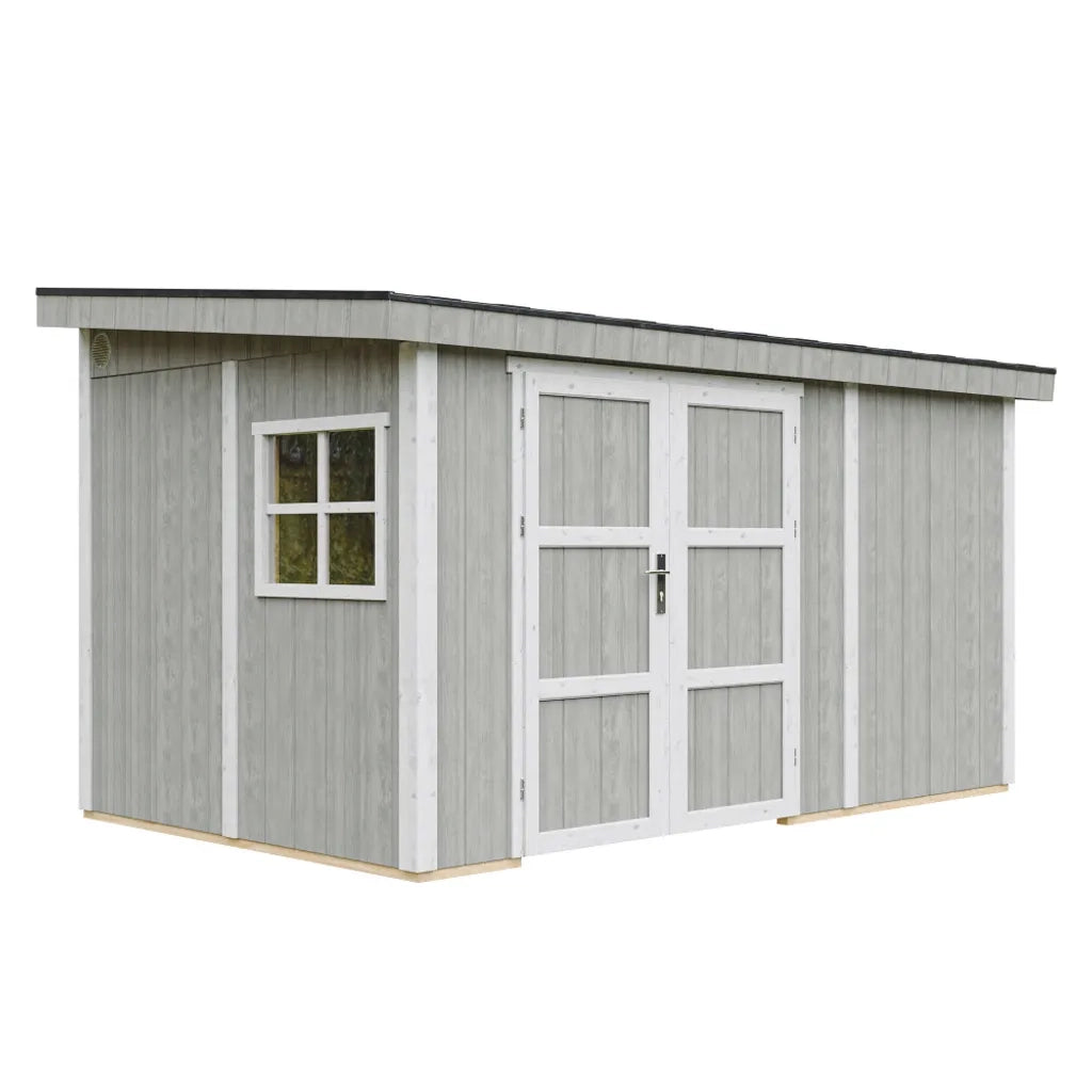 Casetta da giardino di qualit?  PREMIUM 8,68 m?² - H231x248x412 cm - Senza pavimento e parete laterale - Timbela M939B-TUNDRA GREY