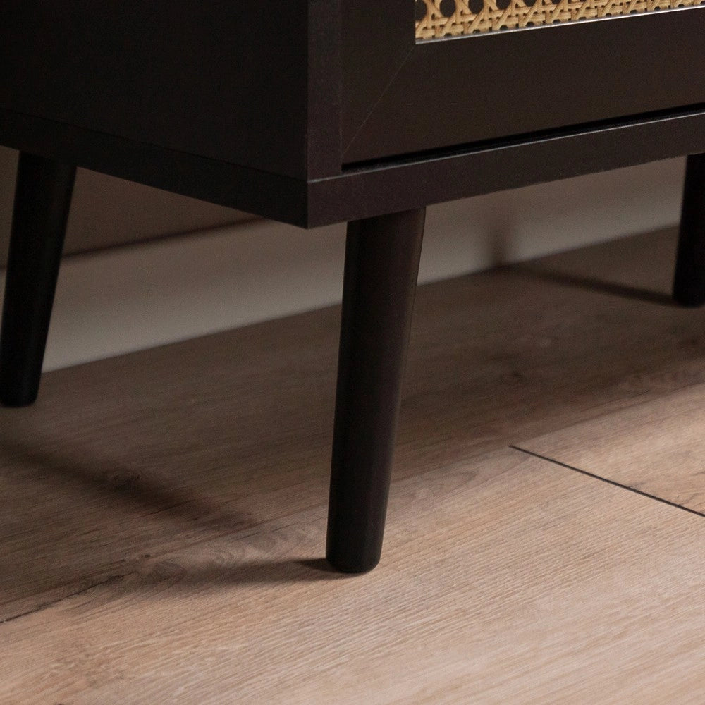 Comodino 2 cassetti con frontali effetto vimini Vienna61A colore nero