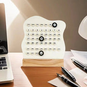 Calendario da tavolo, standard per calendario da tavolo in legno, calendario eterno, calendario Montessori, calendario per la pianificazione dei date, visualizzazione di mese, settimana e date per ufficio, casa e decorazione della camera (bianco)