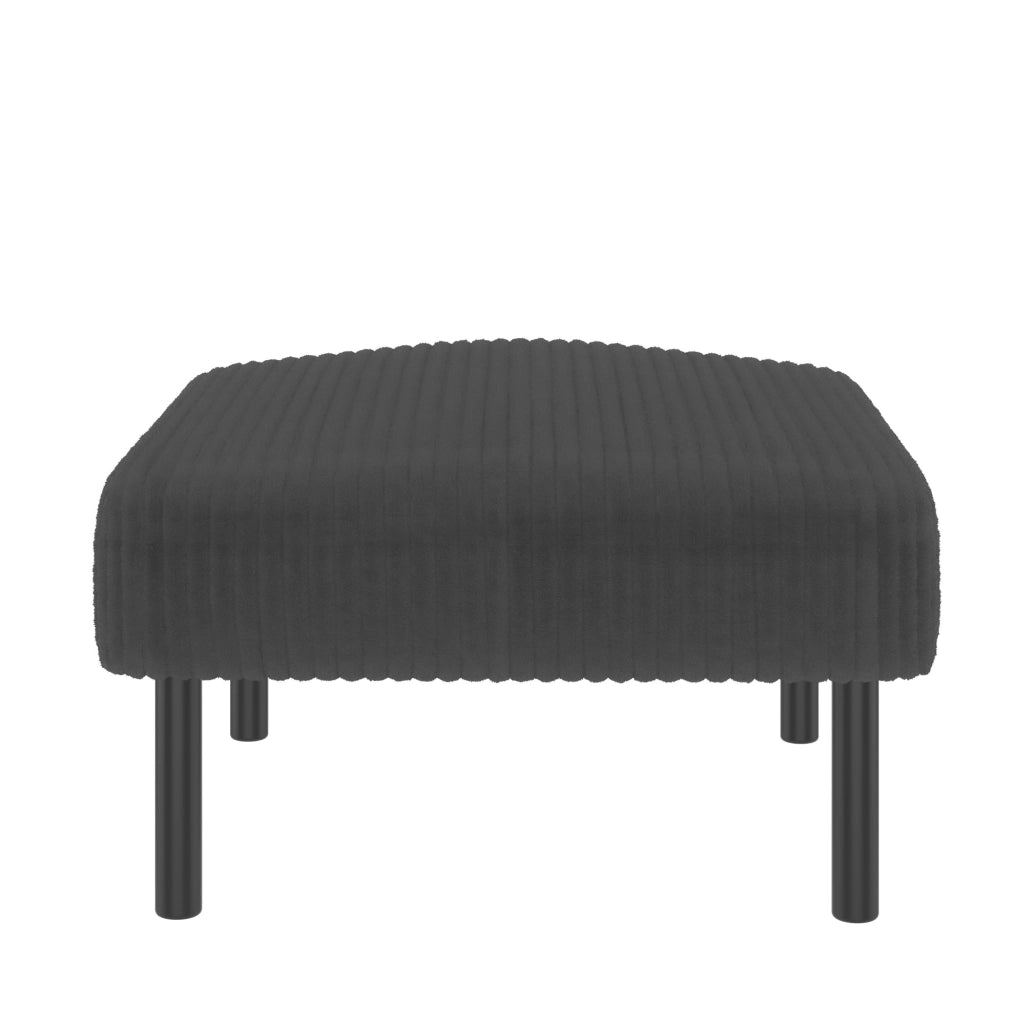Pouf in corduroy grigio 56 x 51 x 39 cm con struttura in metallo; versatile per soggiorno e camera da letto