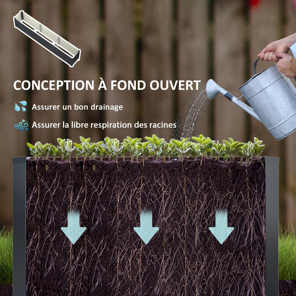 Vaso da giardino rialzato ¨C zephmum ¨C 240x40x45 cm grigio scuro