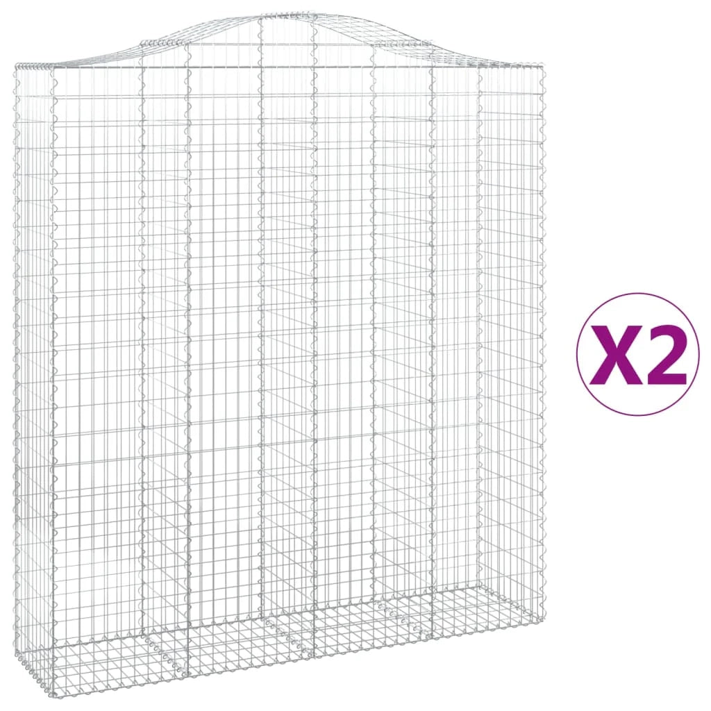 Set di 2 gabbioni ad arco per recinzione gabbia o muro di contenimento 200 x 50 x 220/240 cm ferro zincato argento 02_0041356