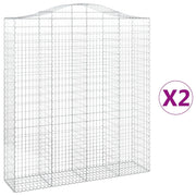 Set di 2 gabbioni ad arco per recinzione gabbia o muro di contenimento 200 x 50 x 220/240 cm ferro zincato argento 02_0041356