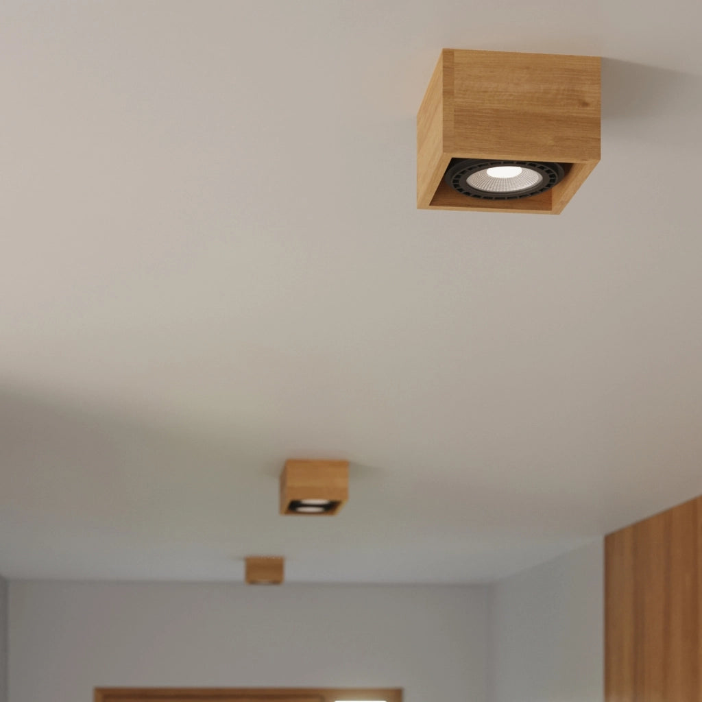 Faretto soffitto legno rettangolare doppio 2xGU10 10W Pure Lume
