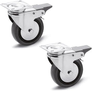 Elementi standard per istituzioni, pulegge con freni, 60 mm, 2 pezzi, 100 kg, superficie in gomma, con corpo in acciaio e con cerchio in polipropilene. GN 22870-60-G-LF-L-ST