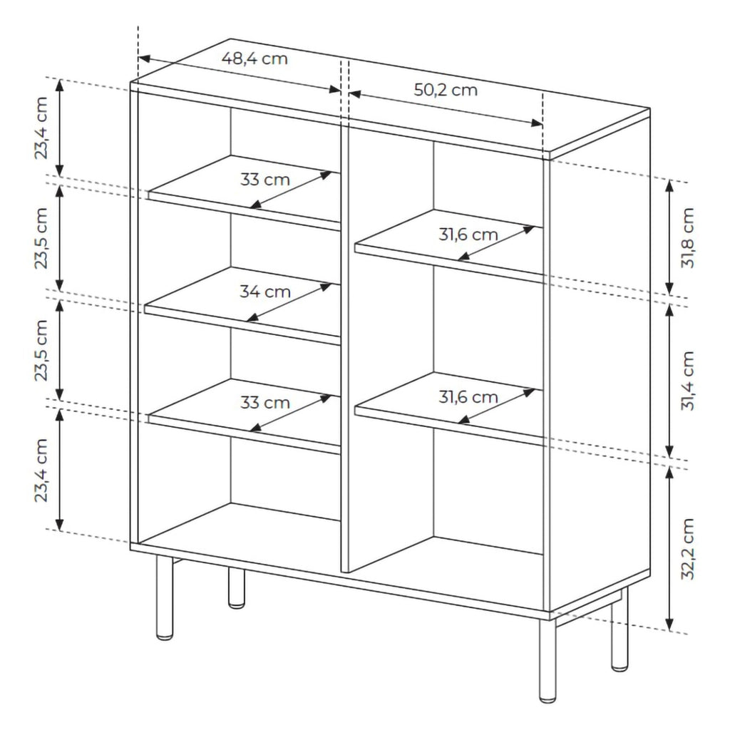 Madia Hatote, Credenza 5 Ripiani, 104x40x122h cm Marrone Rovere
