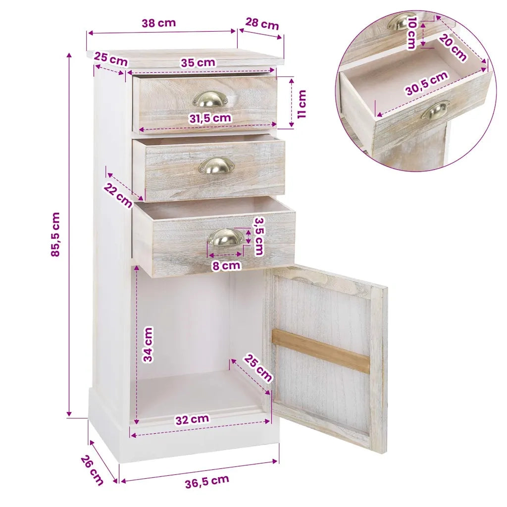 Armadietto 38x28x86 cm in Legno di Paulownia cod mxl 74628