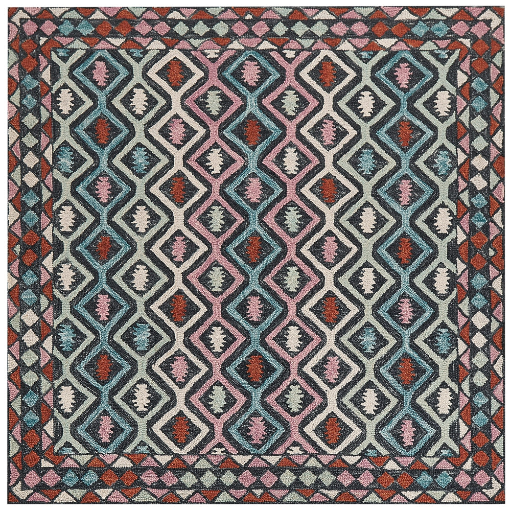 Tappeto moderno con motivo geometrico tribale 200 x 200 cm multicolore camera da letto salotto