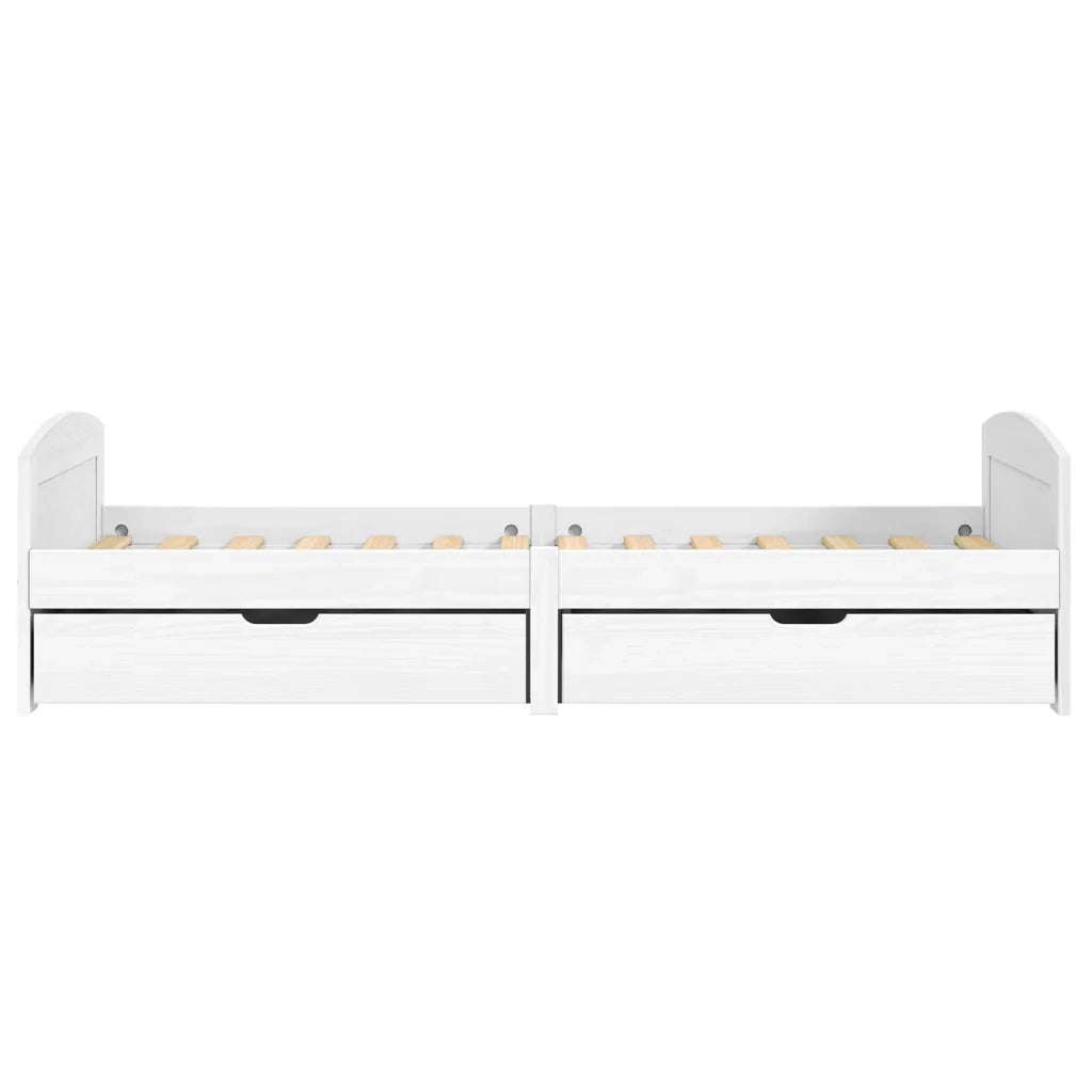 Dormeuse 2 Cassetti Bianca 90x200 cm Legno Massello Pino IRUN