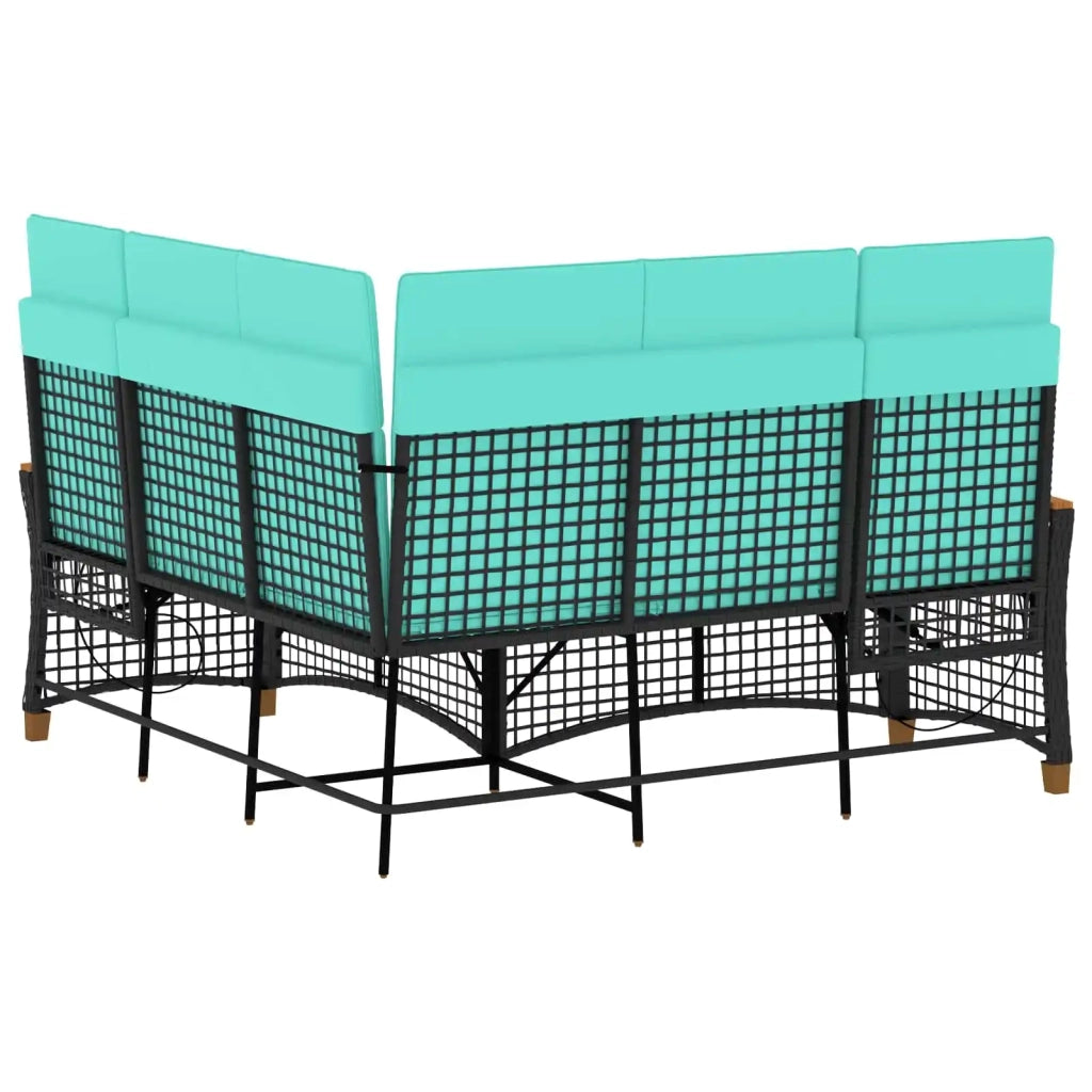 Set di Divani Recliner da Giardino Regolabile Nero e Turchese 42026828