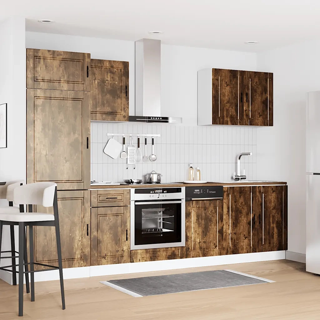 Set Mobili da Cucina 7 pz Porto Rovere Fumo Legno Multistrato 3314786