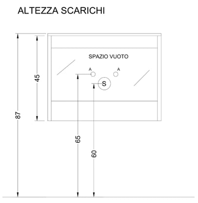 Composizione mobile bagno sospeso con cassetti cm 60 mod. TALIA - Larice Bianco