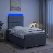 Letto Box Spring LED con Materasso Grigio Chiaro 120 x 200 cm 3455832