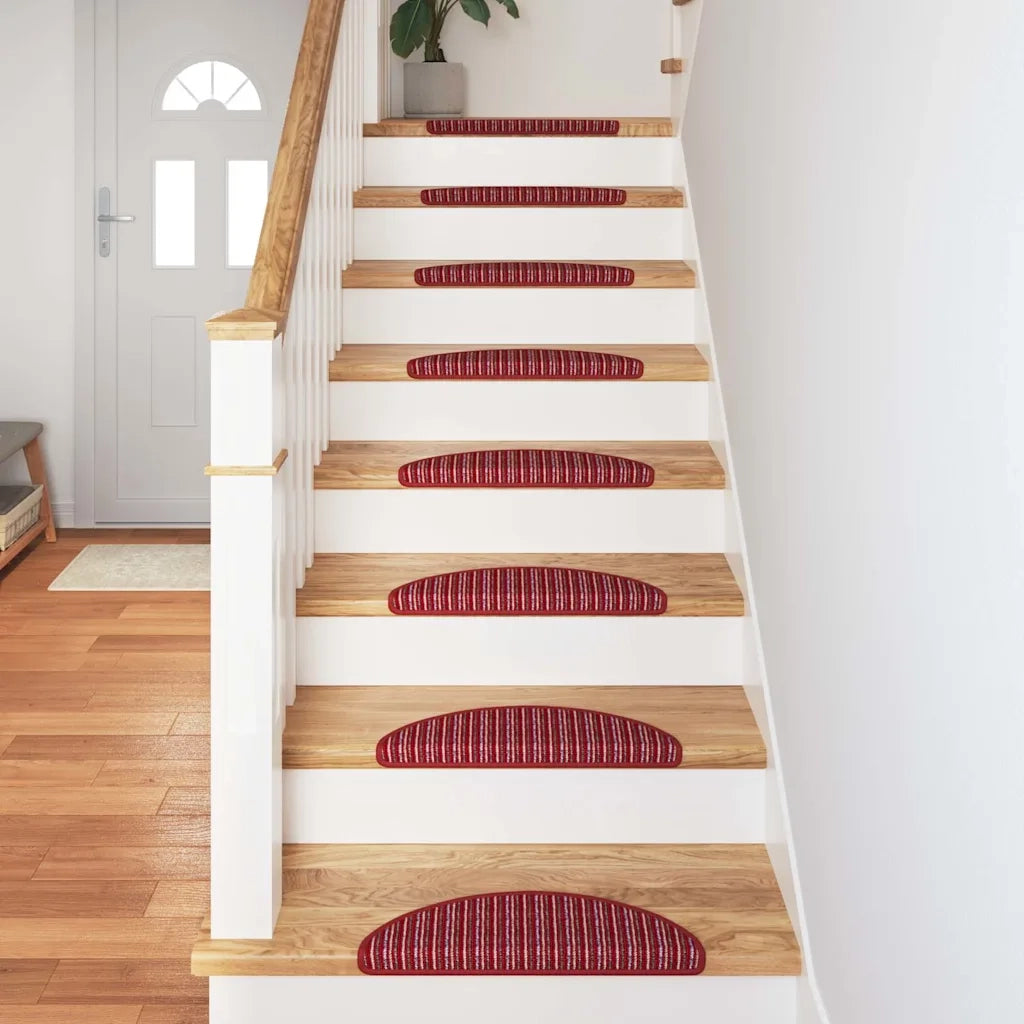 Tappetini per scale autoadesivi 15 pcs Rosso 56 x 17 x 3 cm