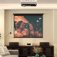 Schermo per Proiettore 100" Formato 4:3 Regolabile con Telecomando, 203x152cm, Nero