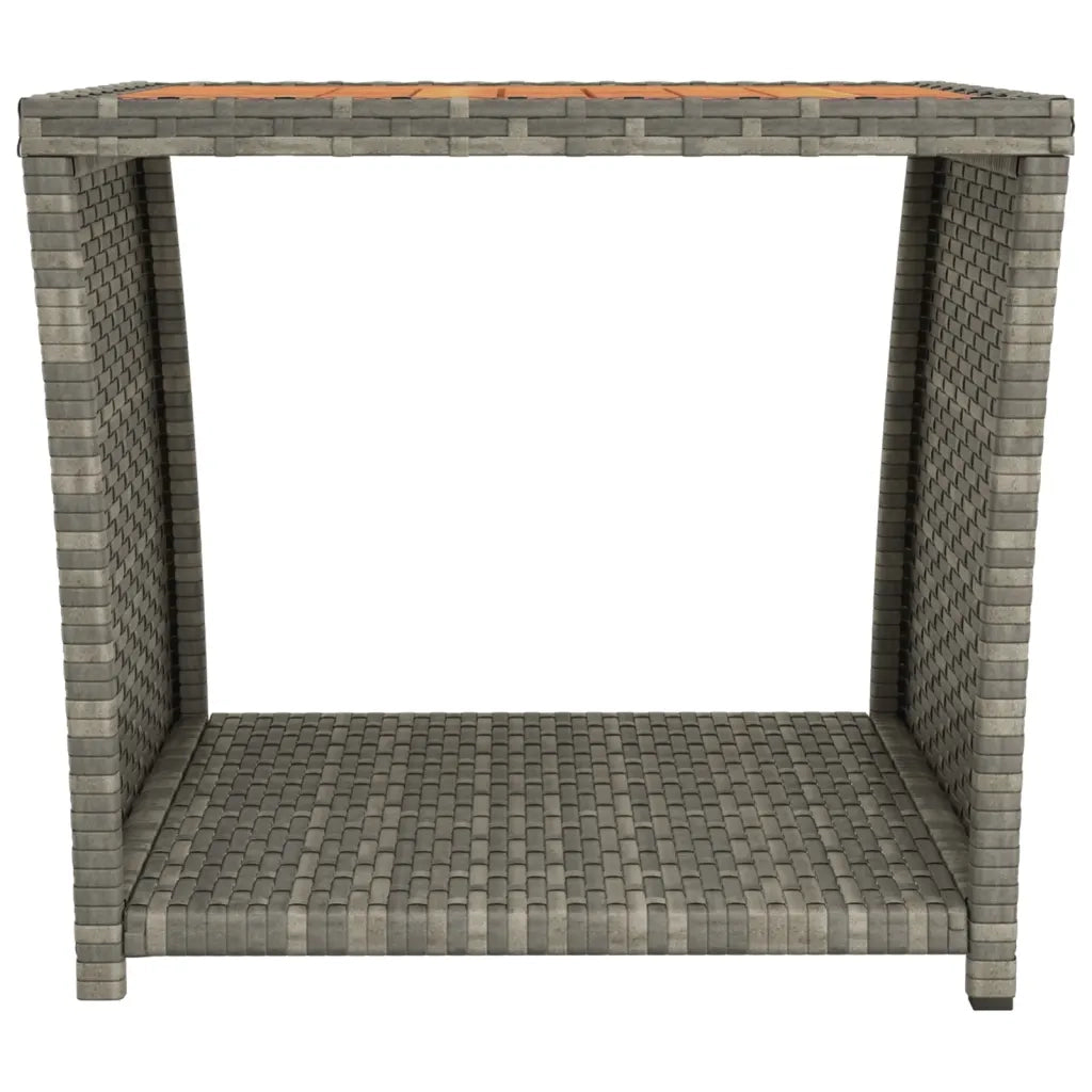 Tavolino da Giardino | Tavolino con Piano Legno Grigio Polyrattan e Massello Acacia