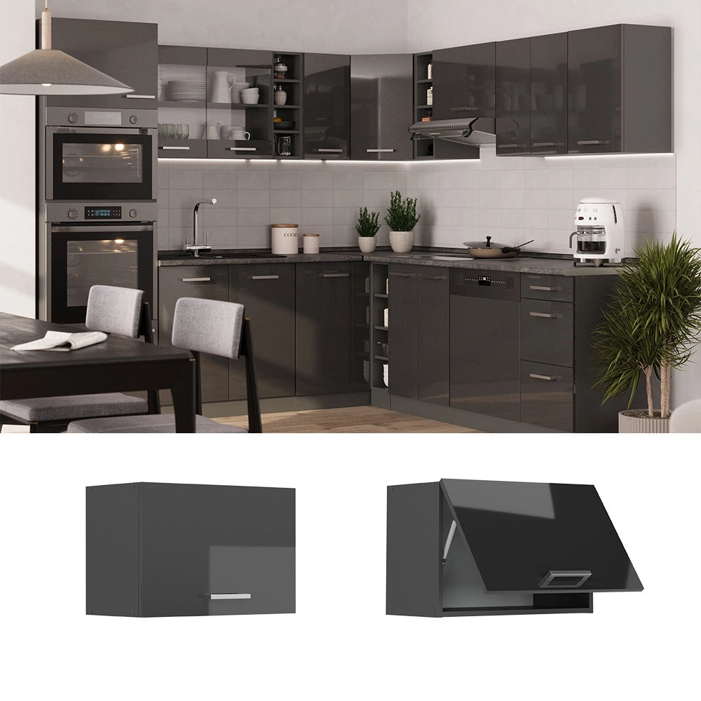 Pensile da cucina R-Line Antracite lucido/Antracite 60 cm Piatto Vicco