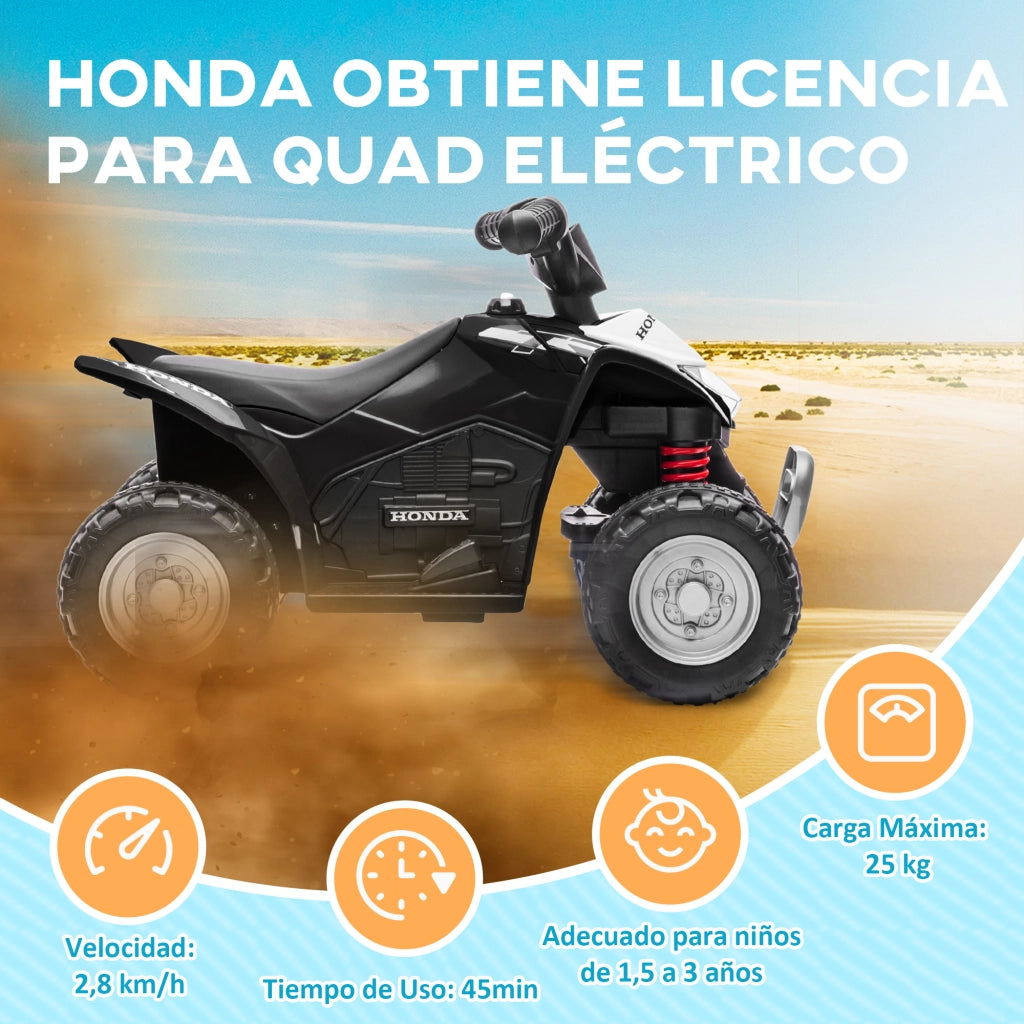 Quad Elettrico per Bambini ¨C ZephMum ¨C 65.5x38.5x43.5cm Nero con Luci LED