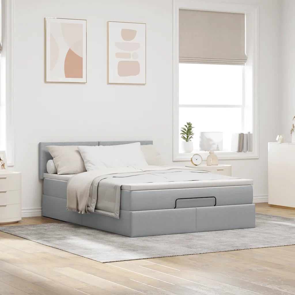 Struttura Letto Pouf con Materasso 140x200 cm in Tessuto 3312229