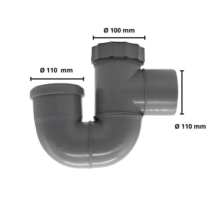 Sifone Verticale Aperto in Polipropilene : Diametro - 110 mm ( tappo Ø 100 mm)