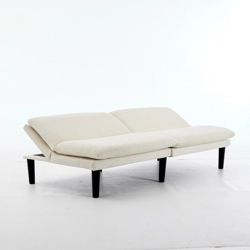 Divano 2 Posti Reclinabile ¨C MINIMAL ¨C Velluto Beige, Gambe Nere, Lounge