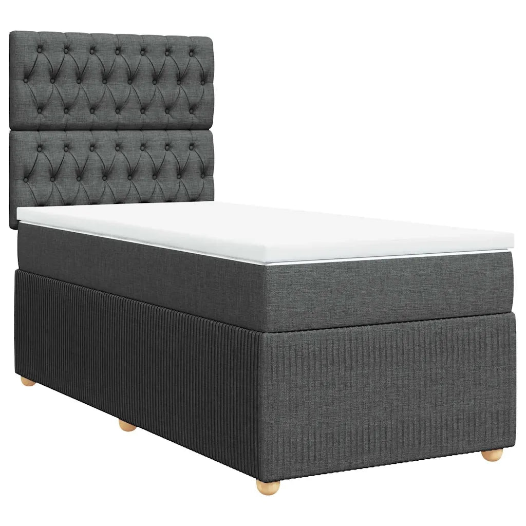 Giroletto a Molle con Materasso Grigio Scuro 90x190 cm Tessuto