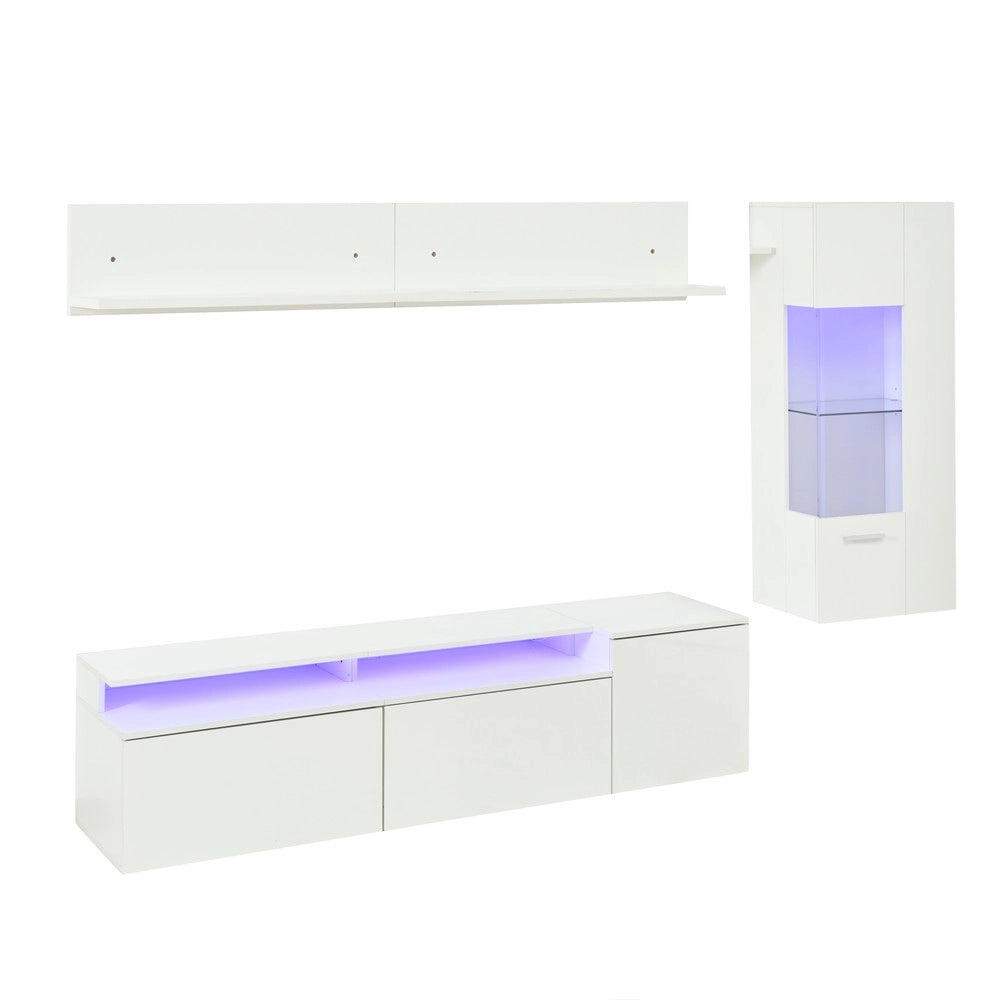 Mobile TV Soggiorno Set 3 Pezzi con LED ¨C Xylo ¨C Bianco Lucido