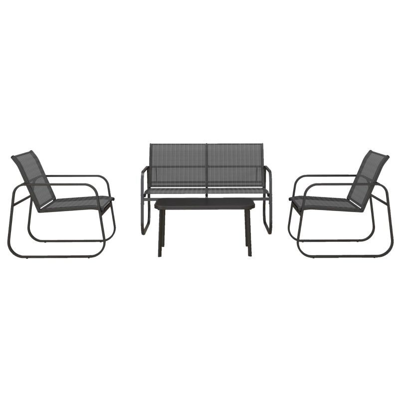 Set Salotto da Giardino 4 Pezzi con Divano 2 Posti, 2 Sedie e Tavolino ¨C MINIMAL ¨C Mesh Nero
