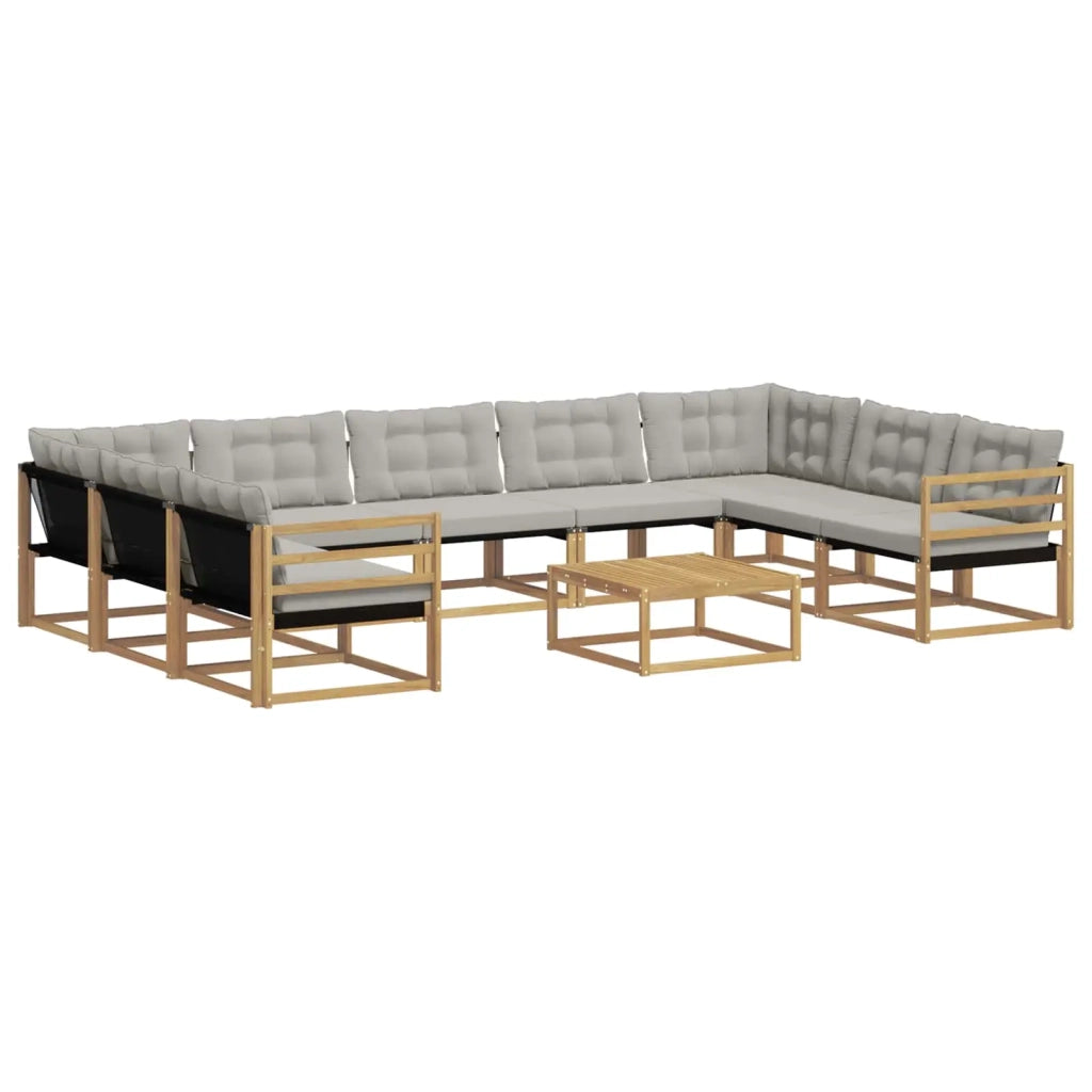 Set di divani da esterno 10 pz Bianco e Grigio Chiaro 3389081
