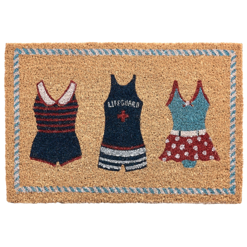 Zerbino di benvenuto in fibra di cocco antiscivolo 40 x 60 cm con retro in PVC motivo nautico colore naturale